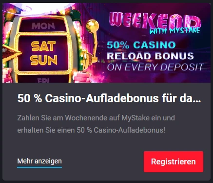 MyStake 50 % Casino-Aufladebonus